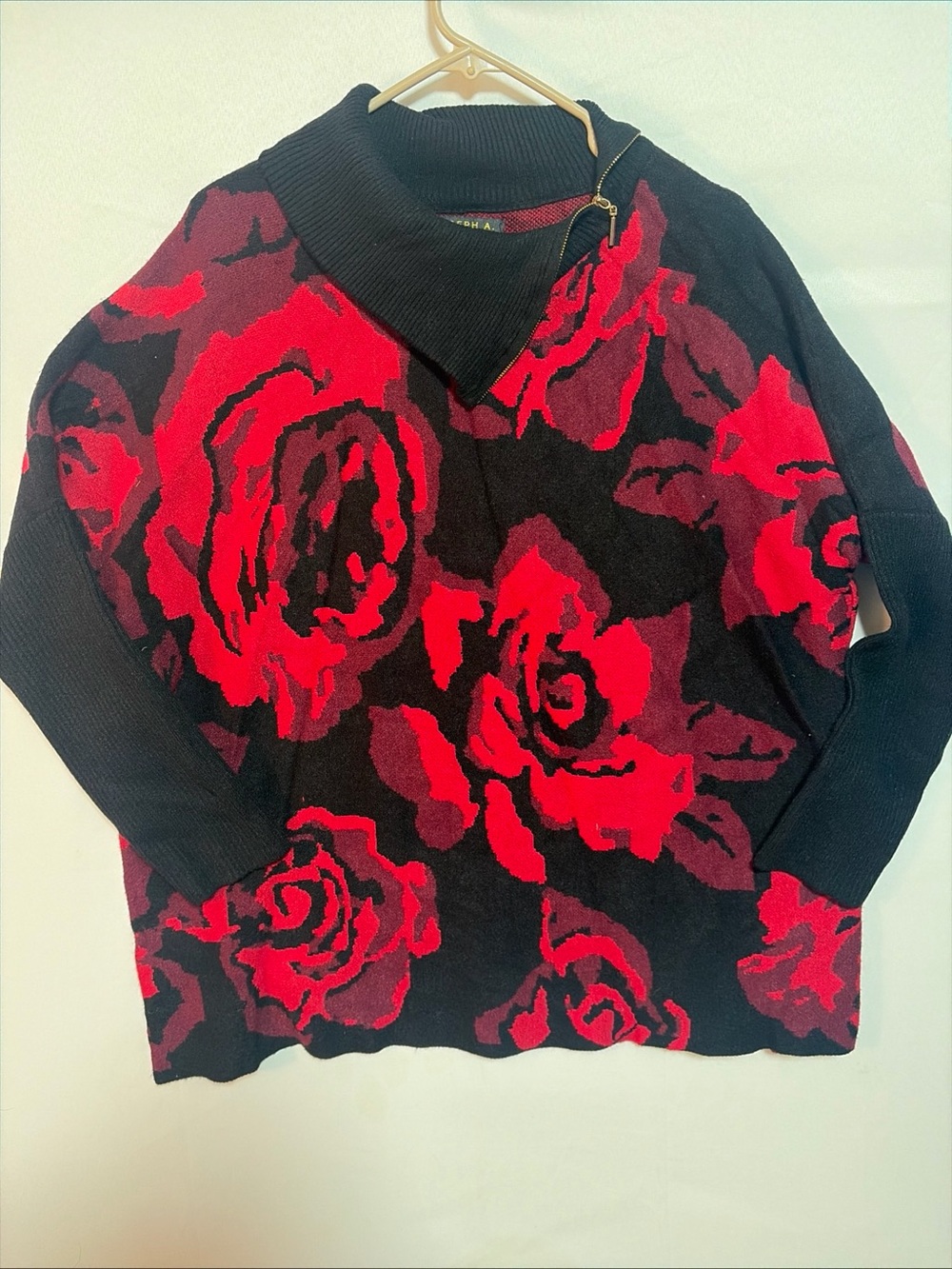 Joseph Black & Red Rose Knit Sweater